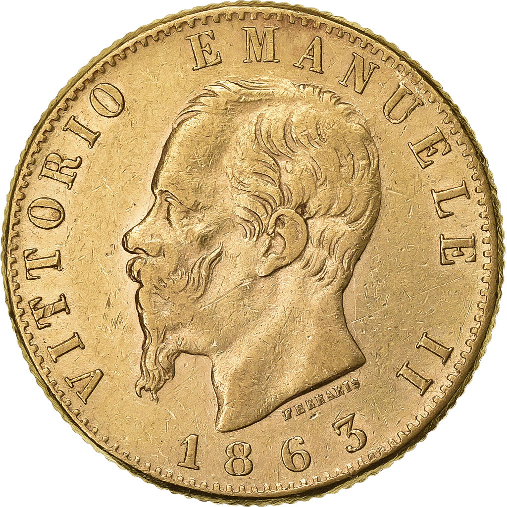 Italie, Vittorio Emanuele II, 20 Lire, 1863, Turin, Or, TTB+, KM:10.1