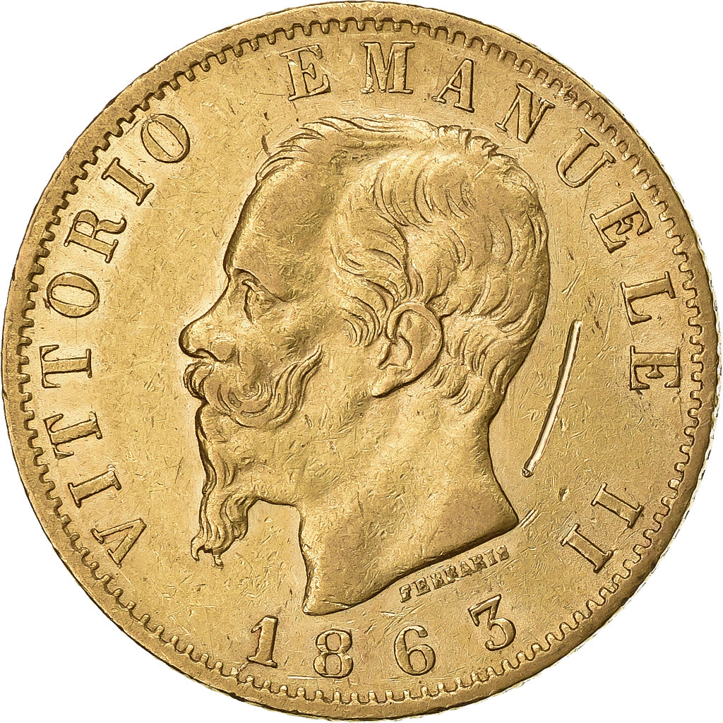 Italie, Vittorio Emanuele II, 20 Lire, 1863, Turin, Or, TTB, KM:10.1