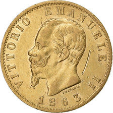 Italie, Vittorio Emanuele II, 20 Lire, 1863, Turin, Or, TTB, KM:10.1