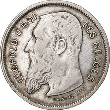 Belgium, Leopold II, 2 Francs, 2 Frank, 1909, Silver, EF(40-45), KM:58.1