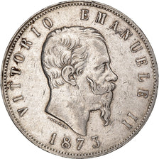 Italy, Vittorio Emanuele II, 5 Lire, 1873, Milan, Silver, EF(40-45), KM:8.3