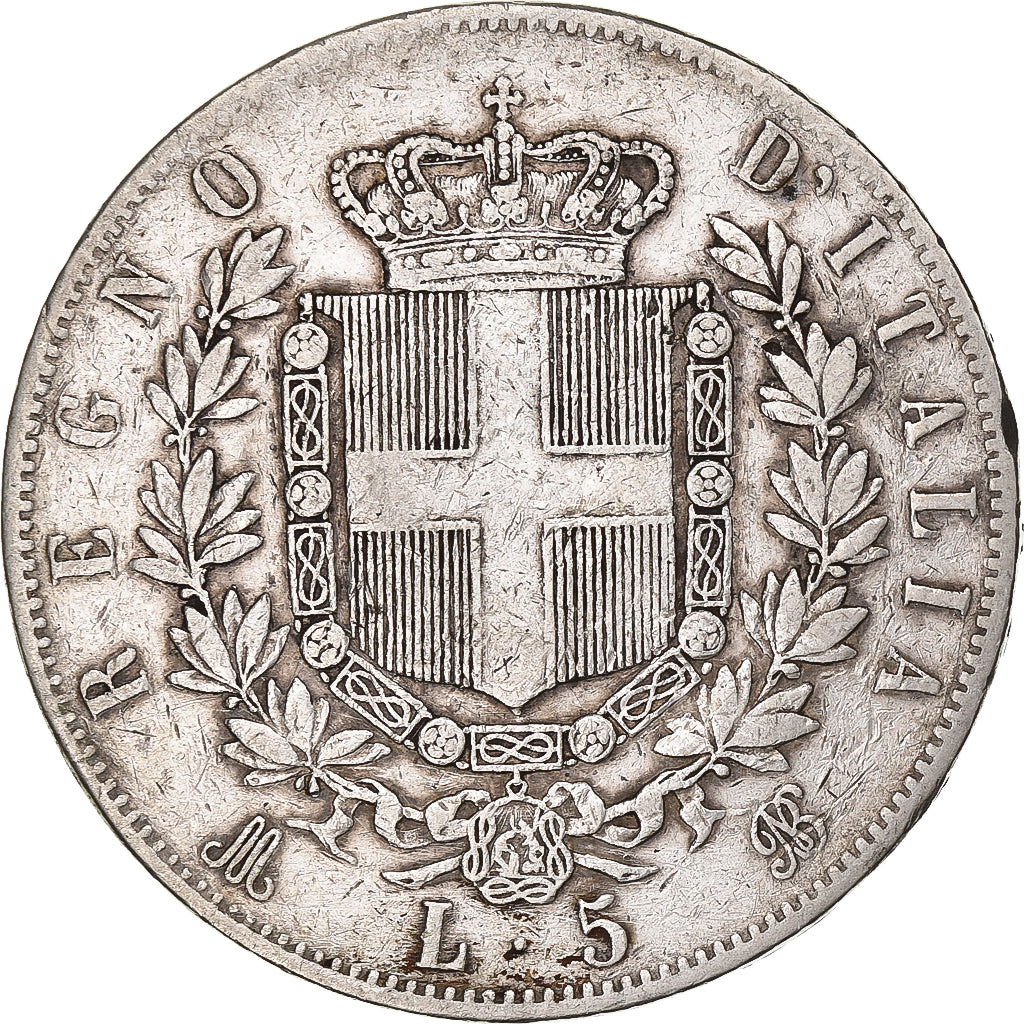 Italie, Vittorio Emanuele II, 5 Lire, 1874, Milan, Argent, TB+, KM:8.3