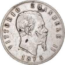 Italy, Vittorio Emanuele II, 5 Lire, 1875, Milan, Silver, VF(30-35), KM:8.3