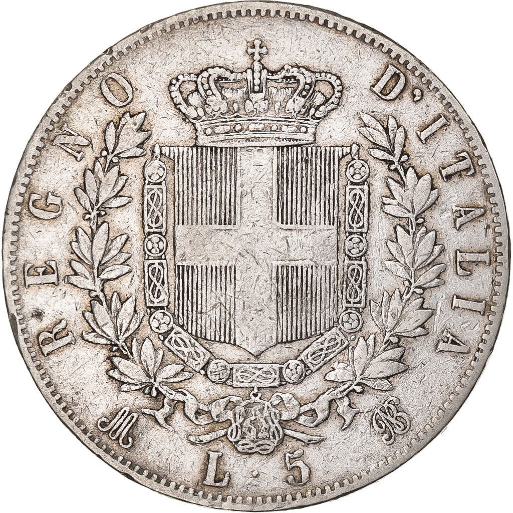 Italy, Vittorio Emanuele II, 5 Lire, 1875, Milan, Silver, VF(30-35), KM:8.3