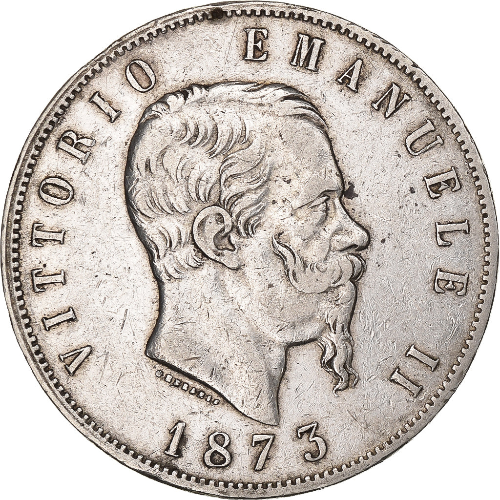 Italy, Vittorio Emanuele II, 5 Lire, 1873, Milan, Silver, VF(30-35), KM:8.3