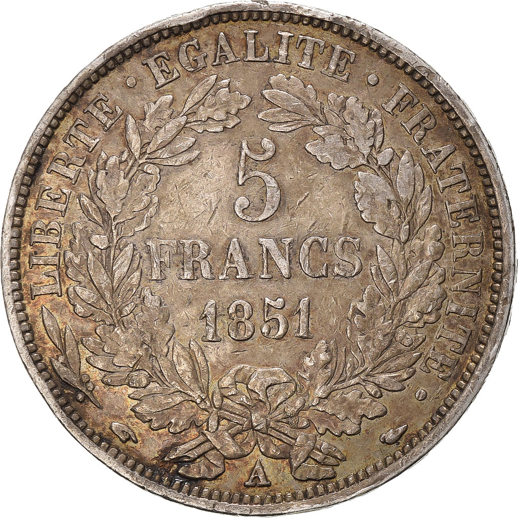 France, 5 Francs, Cérès, 1851, Paris, Argent, TTB, Gadoury:719, KM:761.1