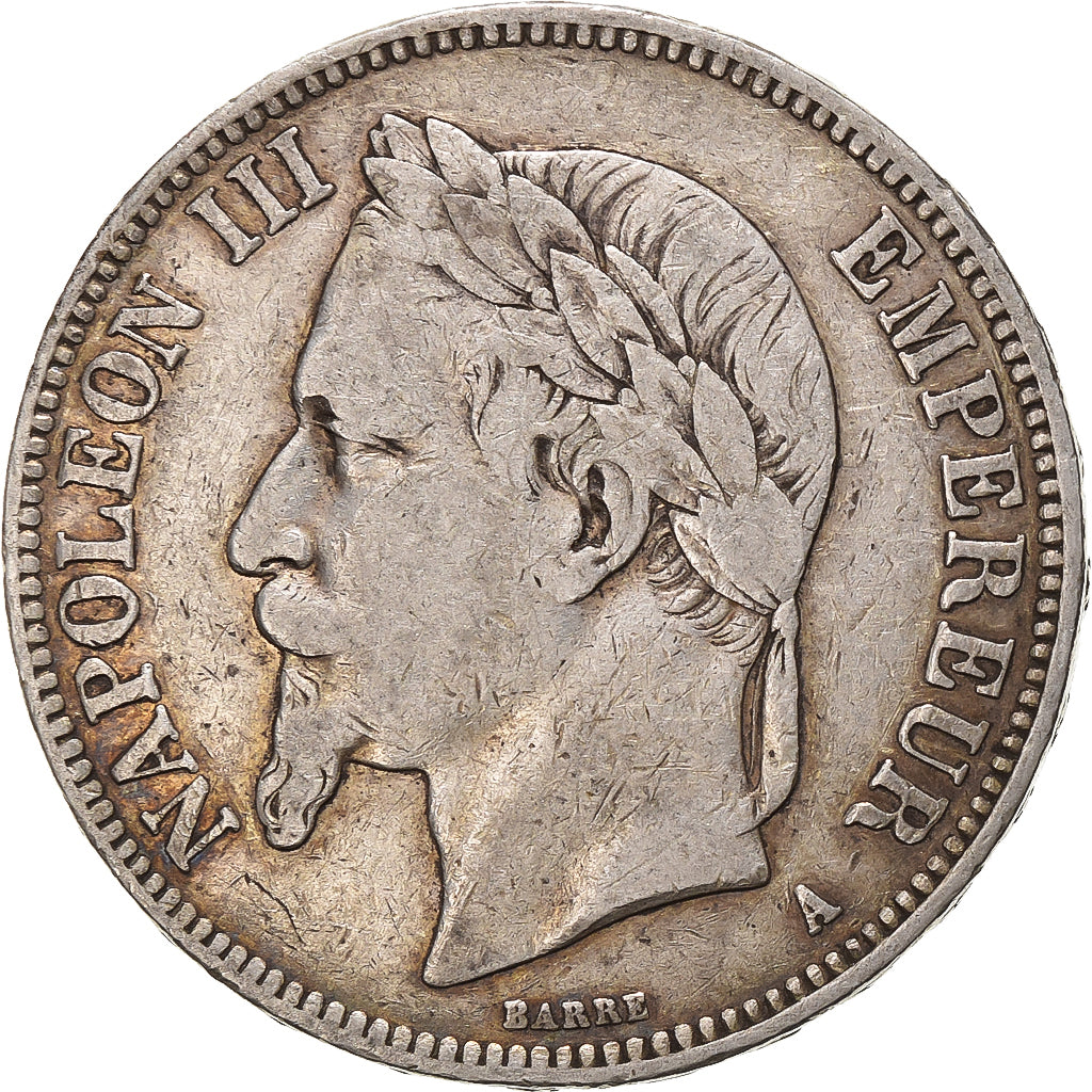 France, Napoleon III, 5 Francs, 1869, Paris, Silver, VF(30-35), KM:799.1