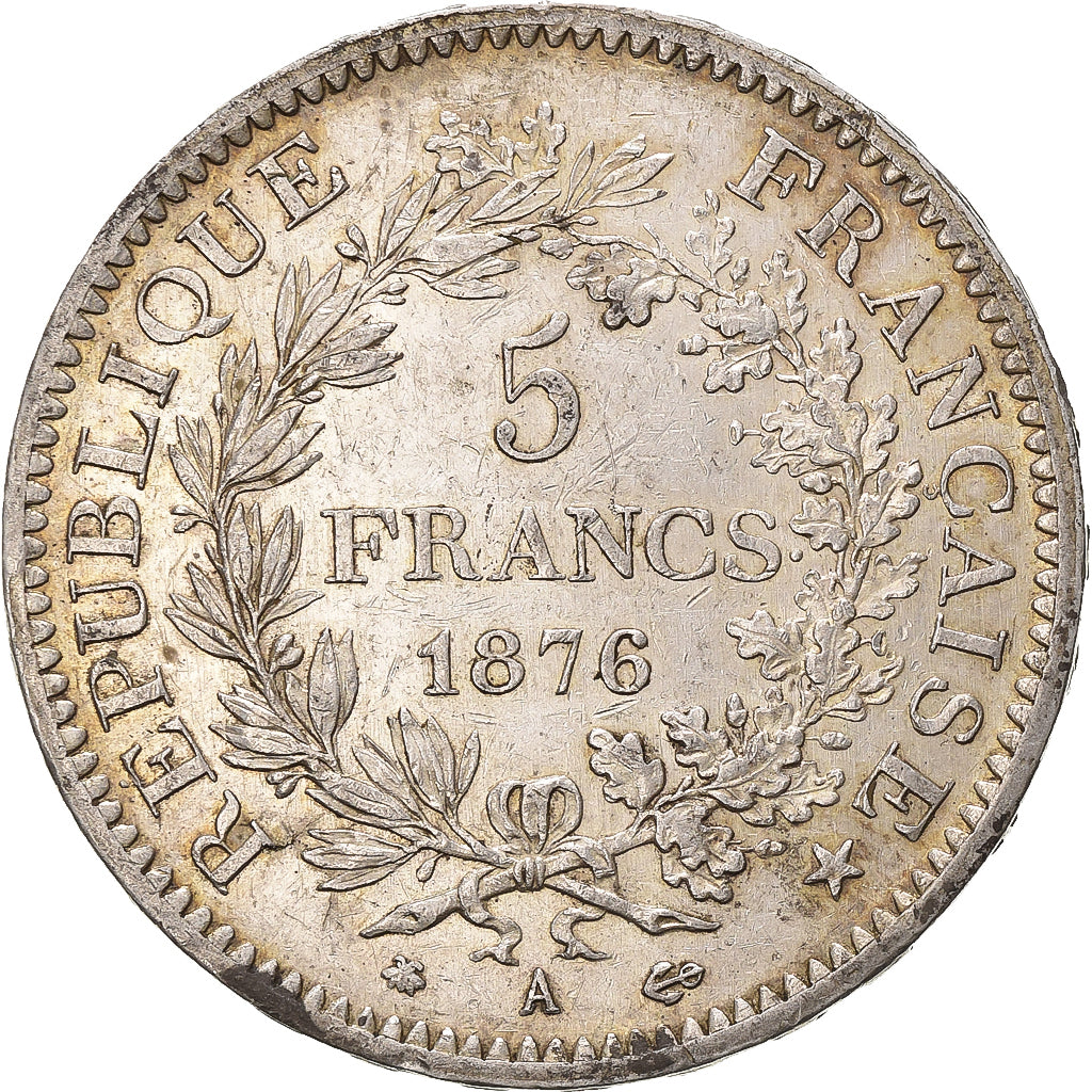 Frankreich, 5 Francs, Hercule, 1876, Paris, Silber, SS+, Gadoury:745a, KM:820.1