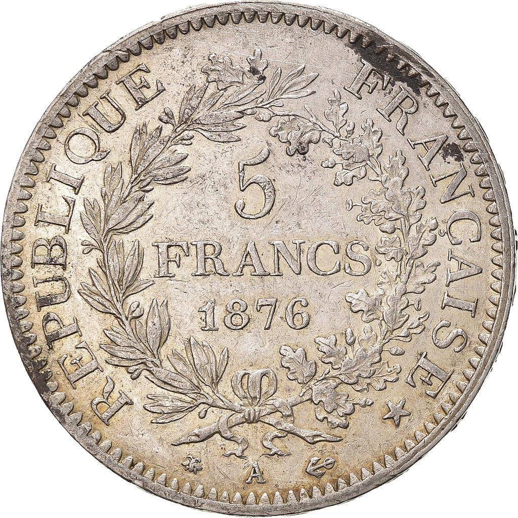 France, 5 Francs, Hercule, 1876, Paris, Silver, EF(40-45), Gadoury:745a
