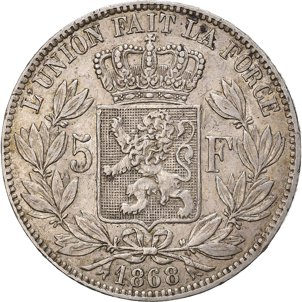 Belgium, Leopold II, 5 Francs, 5 Frank, 1868, Silver, EF(40-45), KM:24