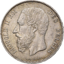 België, Leopold II, 5 Francs, 5 Frank, 1873, Zilver, ZF, KM:24
