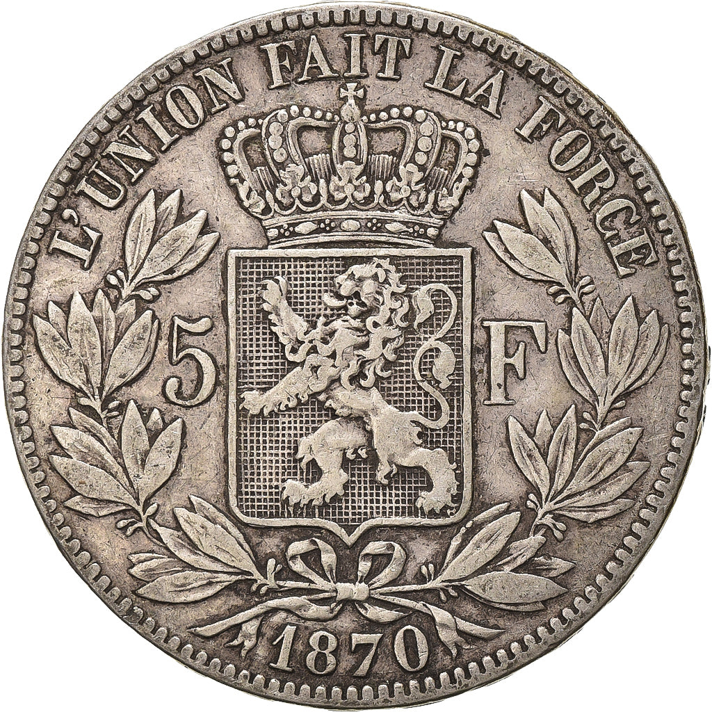 Belgium, Leopold II, 5 Francs, 5 Frank, 1870, Silver, VF(30-35), KM:24