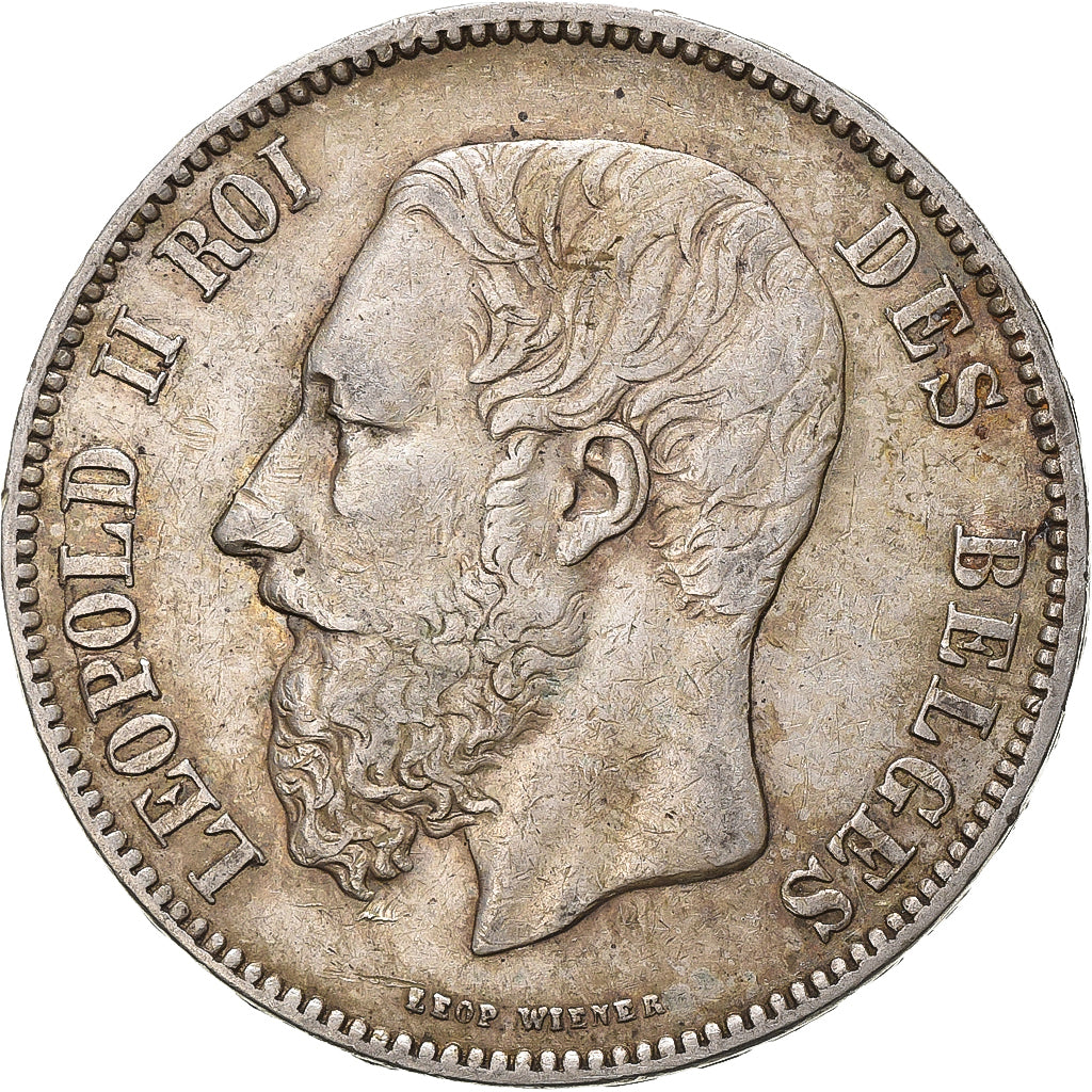 België, Leopold II, 5 Francs, 5 Frank, 1870, Zilver, ZF, KM:24