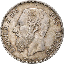 België, Leopold II, 5 Francs, 5 Frank, 1870, Zilver, ZF, KM:24