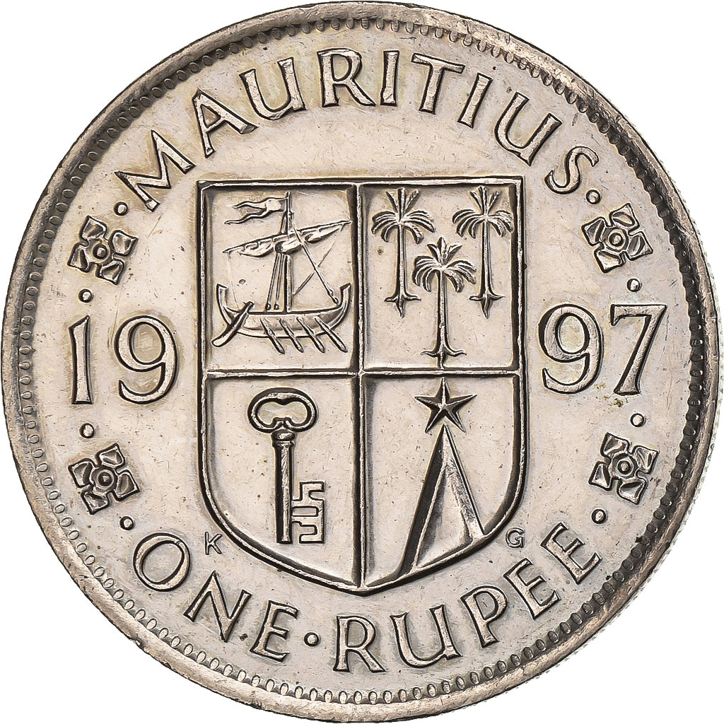 Mauritius, Rupee, 1997, Copper-nickel, AU(55-58), KM:55