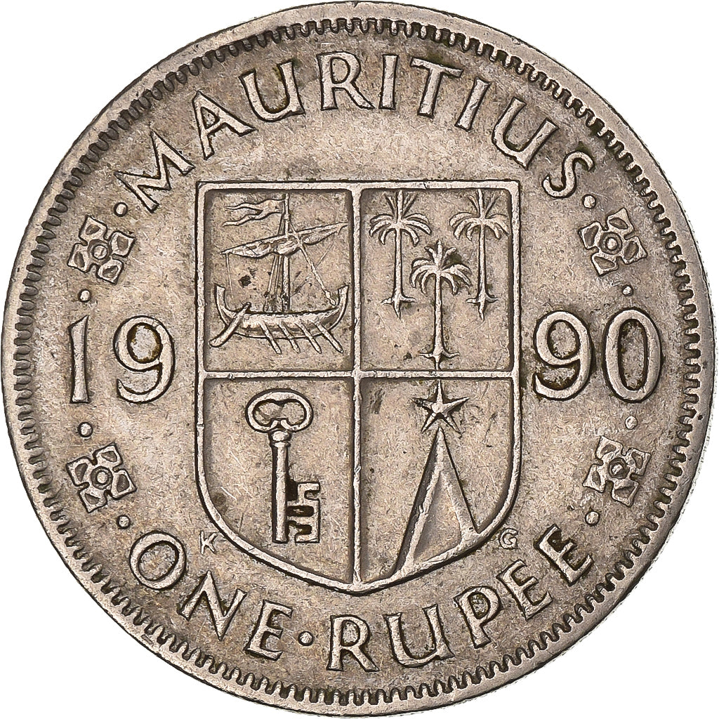 Mauritius, Rupee, 1990, Copper-nickel, EF(40-45), KM:55