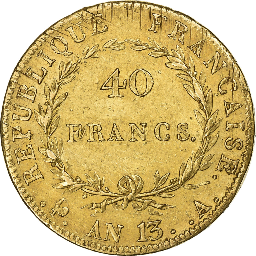 Francia, Napoleon I, 40 Francs, AN 13, Paris, Oro, BB, Gadoury:1081, KM:664.1