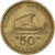 Grecia, 50 Drachmes, 1986, Athens, Alluminio-bronzo, BB, KM:147