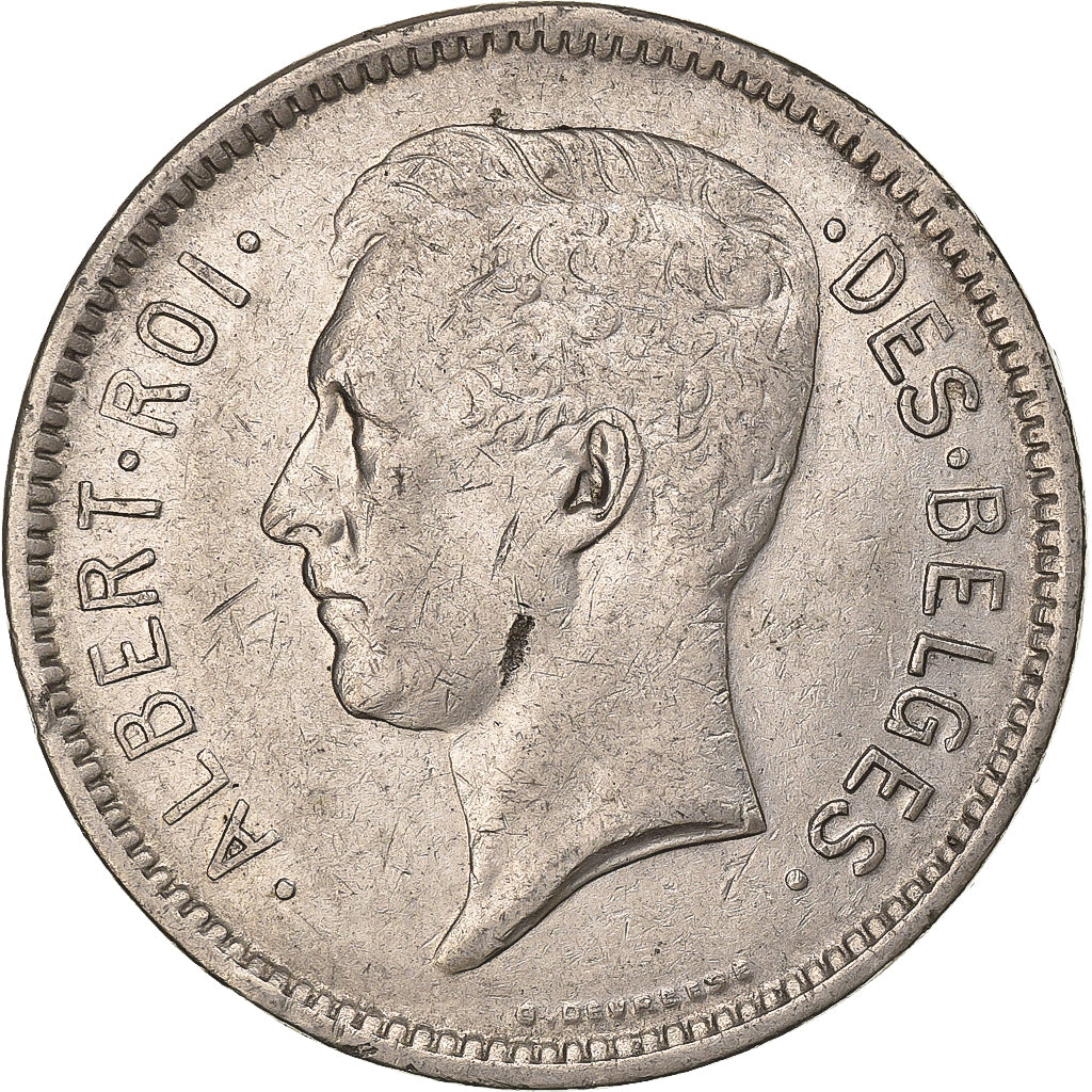 Belgio, Albert I, 5 Francs, 5 Frank, 1931, Bruxelles, Nichel, BB, KM:97.1