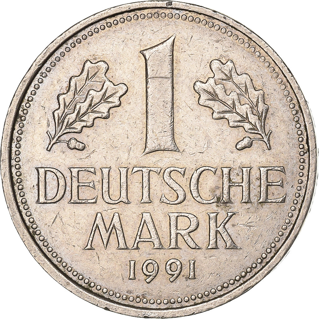 Bundesrepublik Deutschland, Mark, 1991, Stuttgart, Kupfer-Nickel, SS, KM:110