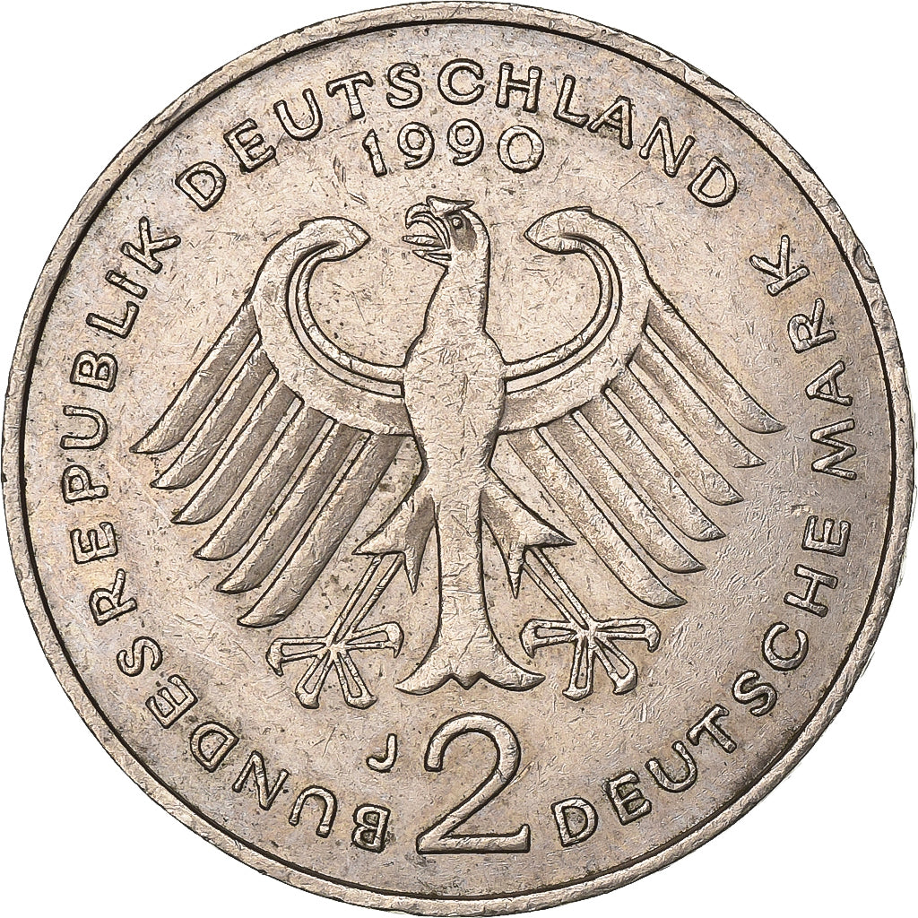 ALEMANHA - REPÚBLICA FEDERAL, 2 Mark, 1990, Hamburg, Níquel Revestido a