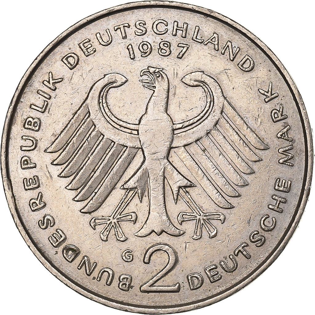 Niemcy - RFN, 2 Mark, 1987, Karlsruhe, Miedź-Nikiel niklowany, EF(40-45)