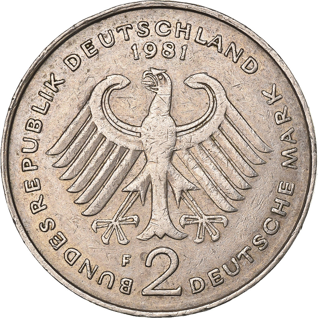 Federale Duitse Republiek, 2 Mark, 1981, Stuttgart, Copper-Nickel Clad Nickel