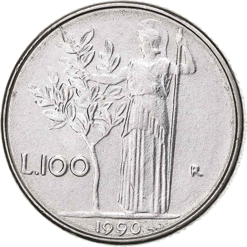 Italie, 100 Lire, 1990, Rome, Acier inoxydable, SUP, KM:96.2