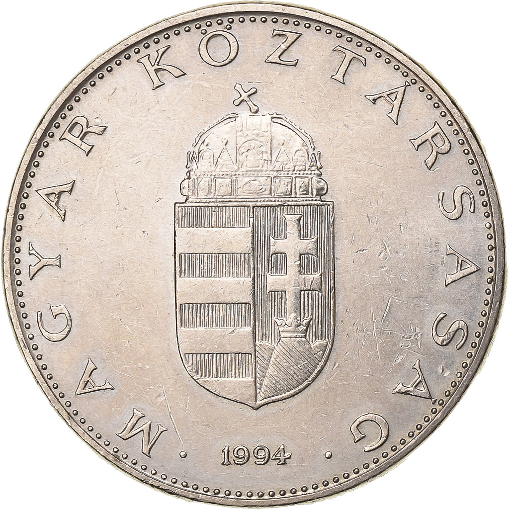 Hongarije, 10 Forint, 1994, Budapest, Cupro-nikkel, ZF+, KM:695