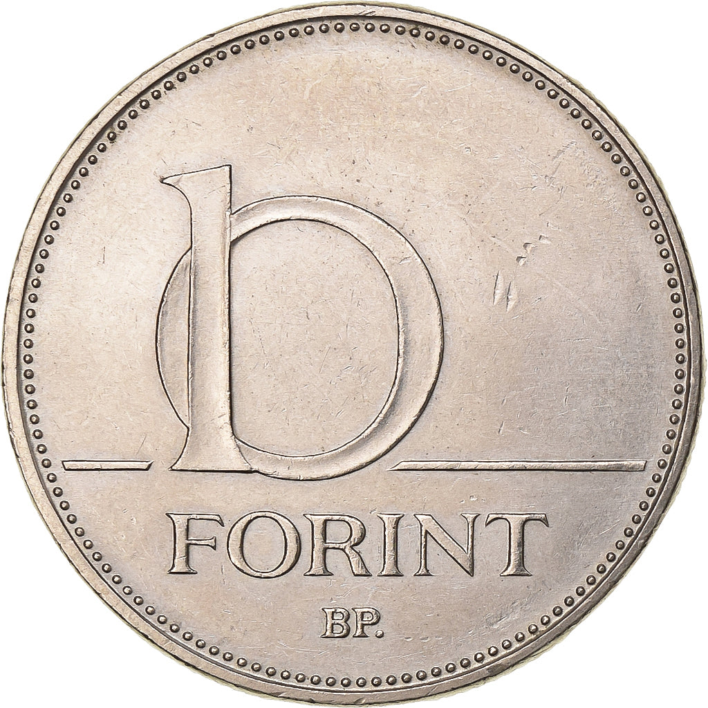 Hongarije, 10 Forint, 1994, Budapest, Cupro-nikkel, ZF+, KM:695