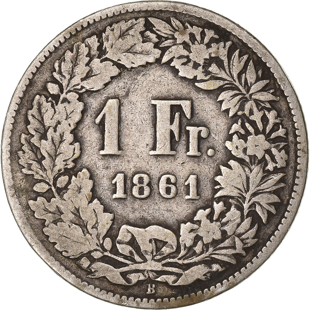 Switzerland, Franc, 1861, Bern, Silver, F(12-15), KM:9a