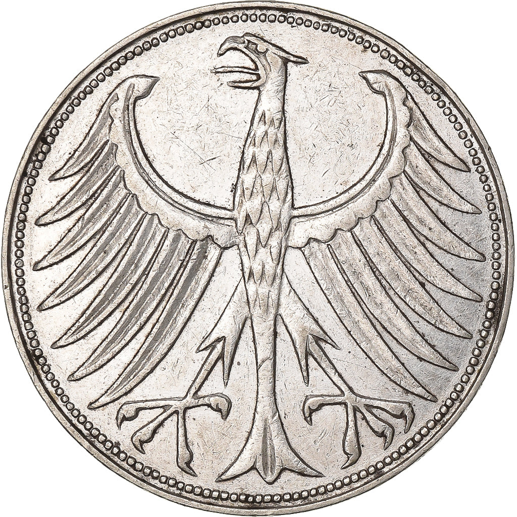 Federale Duitse Republiek, 5 Mark, 1956, Stuttgart, Zilver, ZF, KM:112.1