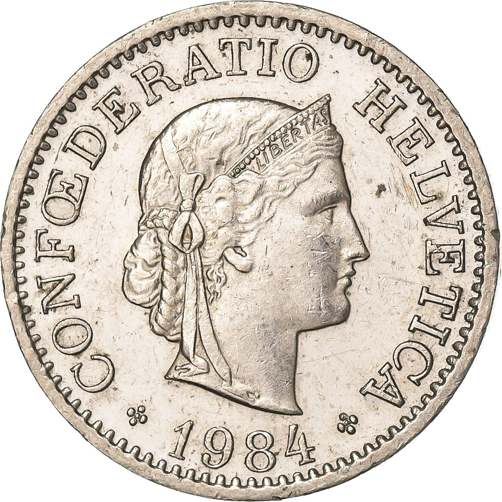 Suíça, 10 Rappen, 1984, Bern, Cobre-níquel, AU(55-58), KM:27