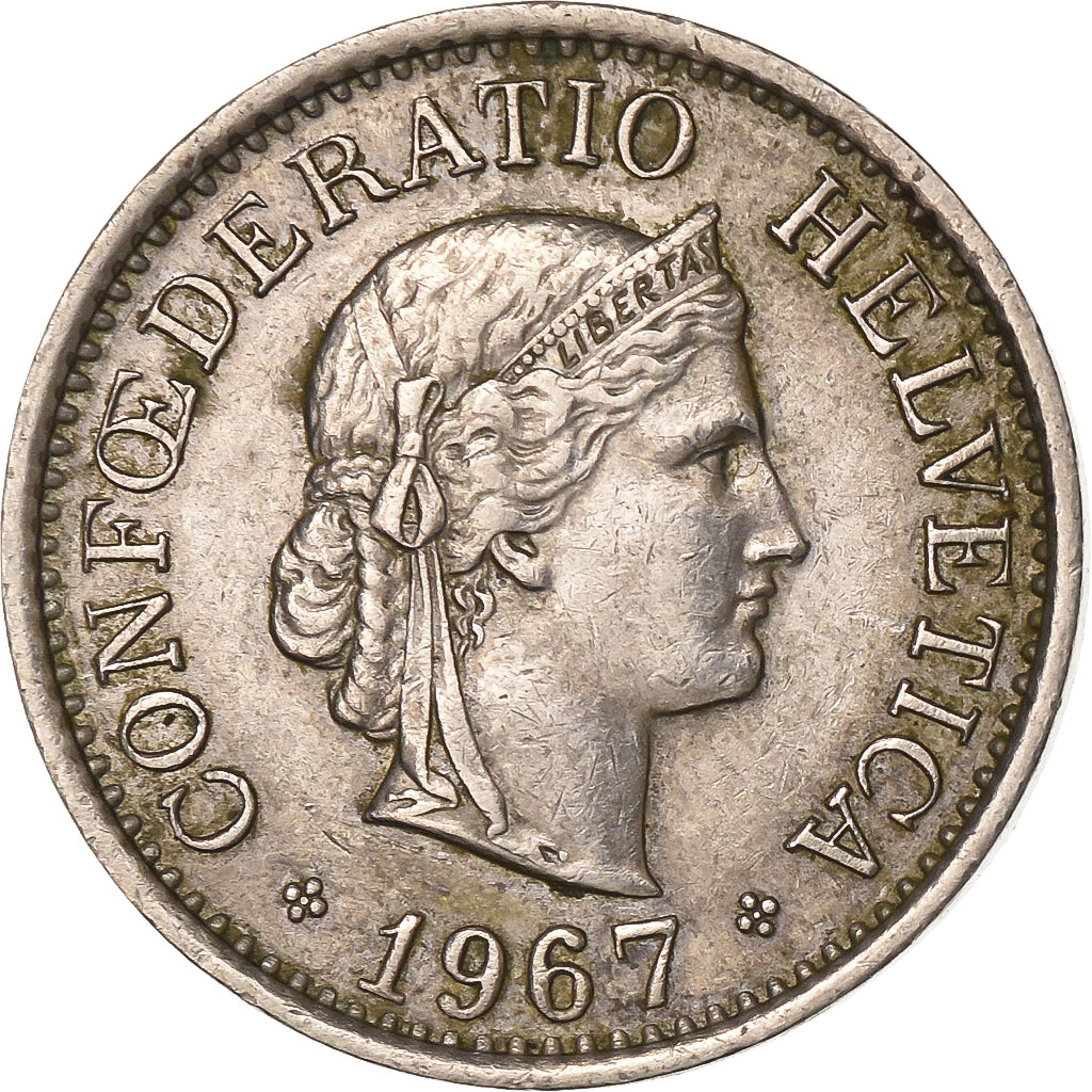 Switzerland, 10 Rappen, 1967, Bern, Copper-nickel, AU(50-53), KM:27