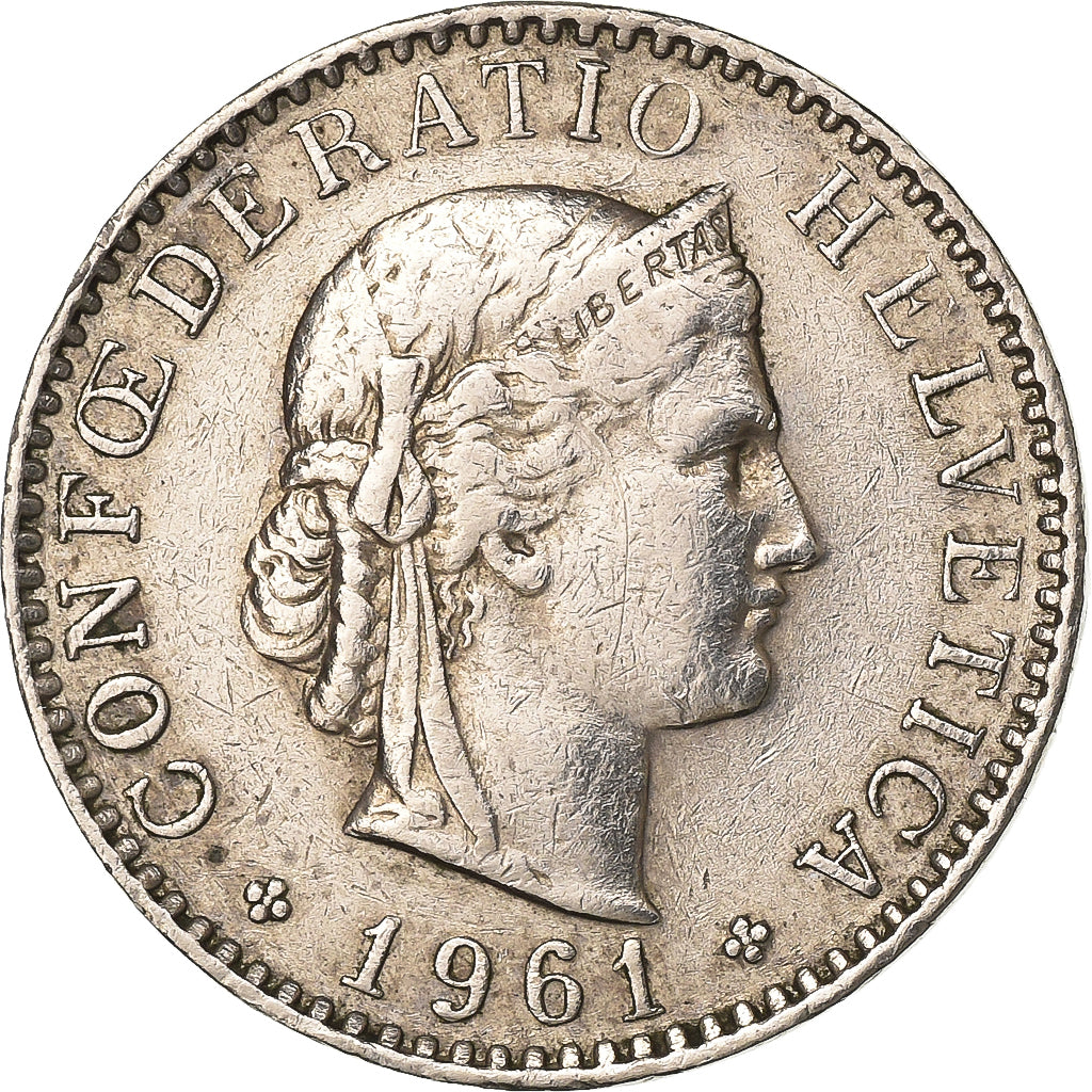 Switzerland, 20 Rappen, 1961, Bern, Copper-nickel, EF(40-45), KM:29a