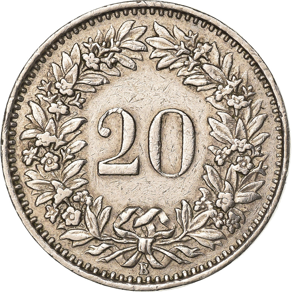 Switzerland, 20 Rappen, 1961, Bern, Copper-nickel, EF(40-45), KM:29a