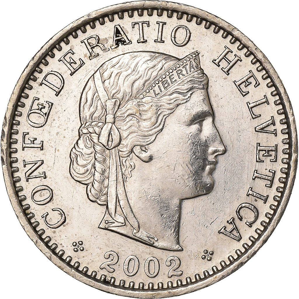 Switzerland, 20 Rappen, 2002, Bern, Copper-nickel, AU(55-58), KM:29a