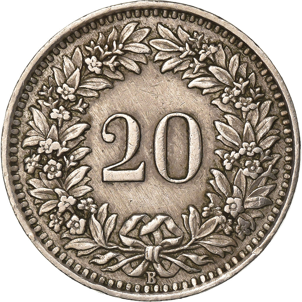Switzerland, 20 Rappen, 1947, Bern, Copper-nickel, EF(40-45), KM:29a