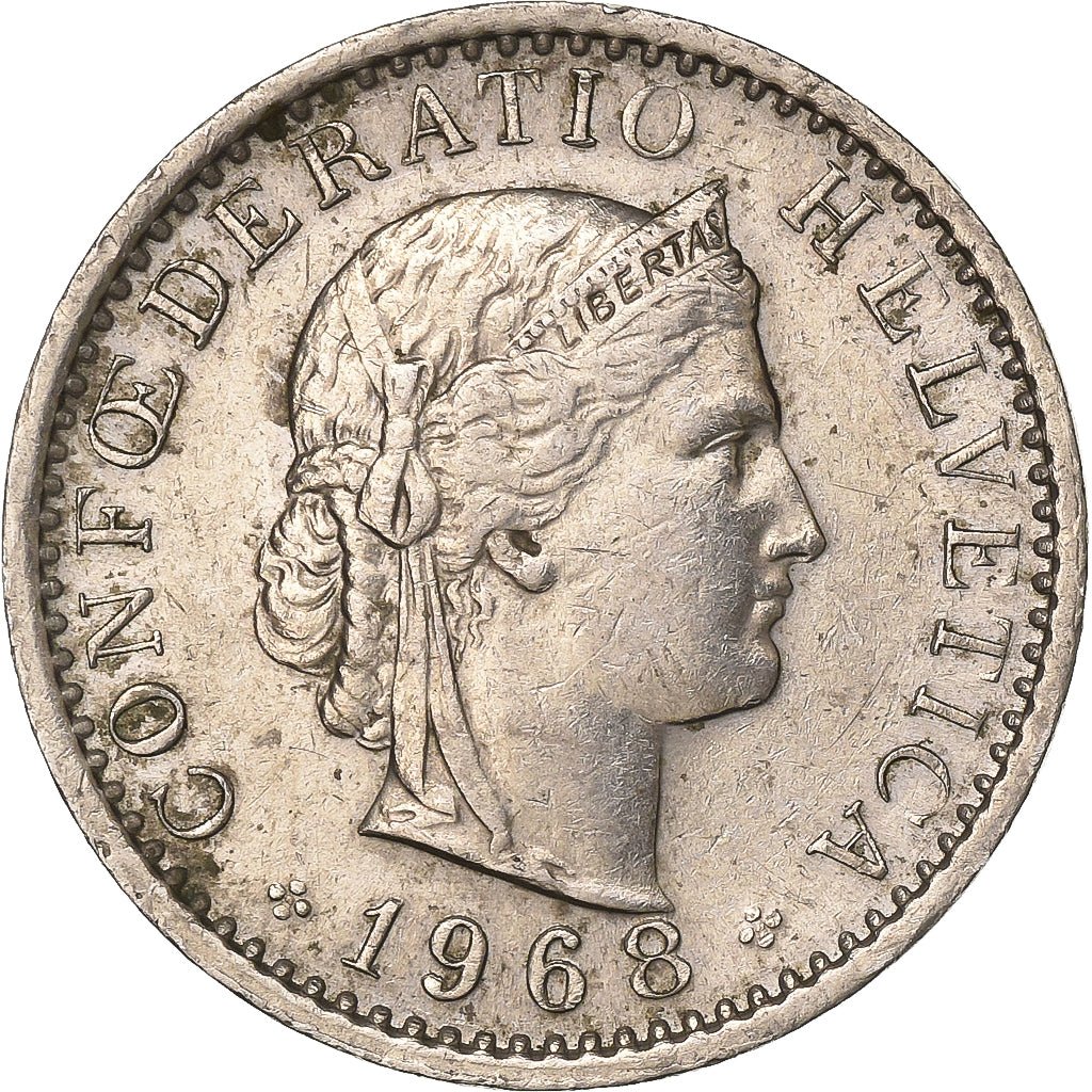 Suíça, 20 Rappen, 1968, Bern, Cobre-níquel, EF(40-45), KM:29a
