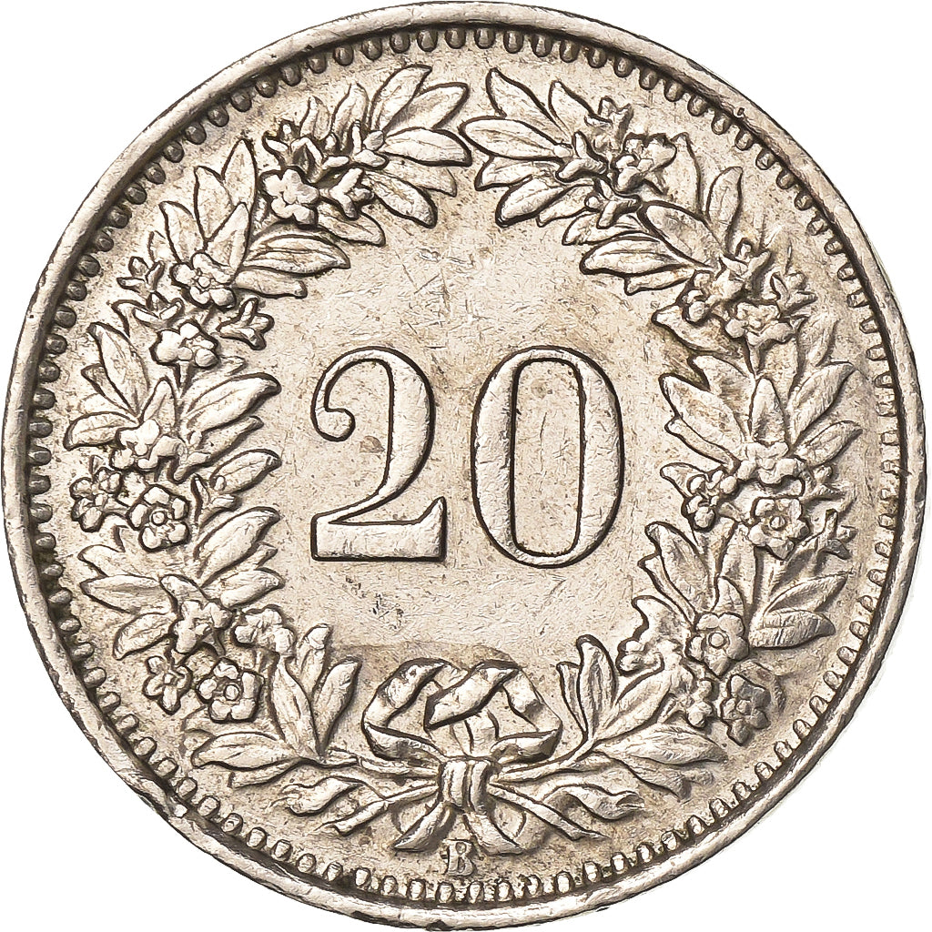 Switzerland, 20 Rappen, 1962, Bern, Copper-nickel, AU(50-53), KM:29a