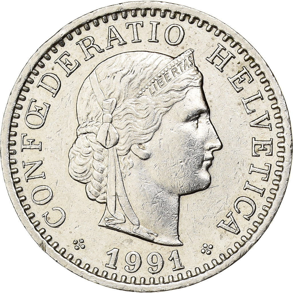 Schweiz, 20 Rappen, 1991, Bern, Kupfer-Nickel, SS+, KM:29a
