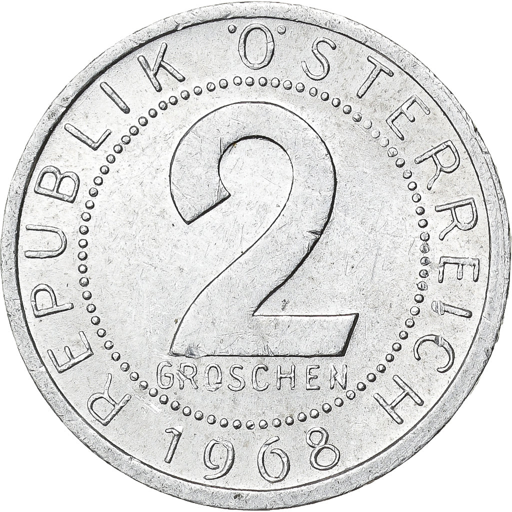 Austria, 2 Groschen, 1968, Aluminum, AU(55-58), KM:2876
