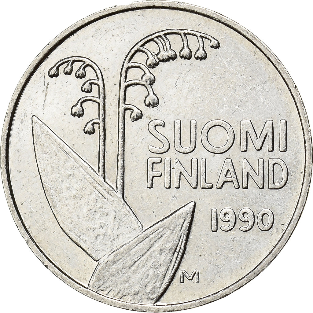 Finlândia, 10 Pennia, 1990, Cobre-níquel, AU(55-58), KM:65