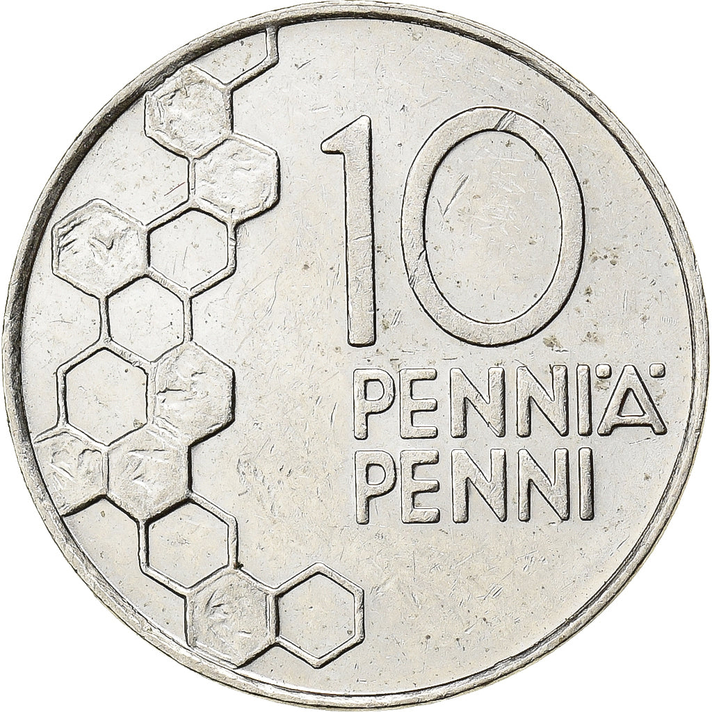 Finlândia, 10 Pennia, 1992, Cobre-níquel, AU(50-53), KM:65