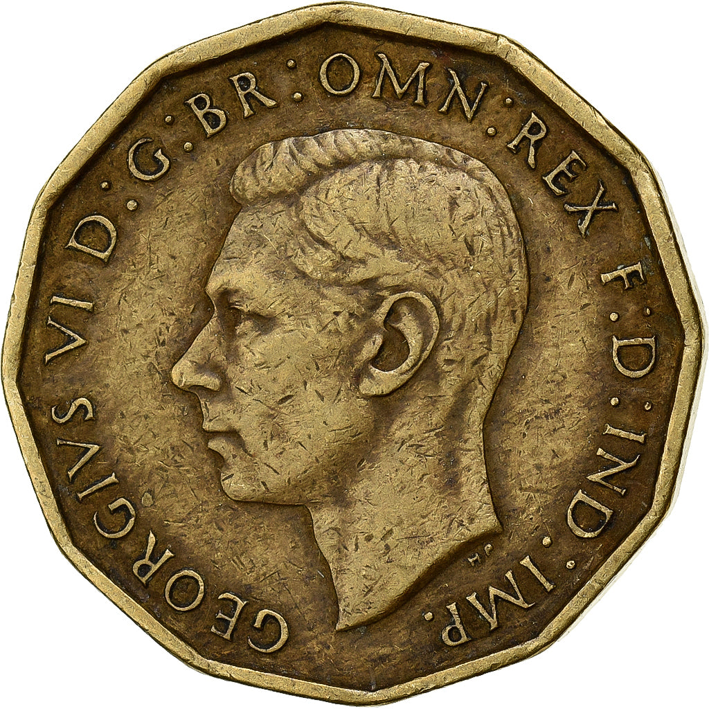 Great Britain, George VI, 3 Pence, 1944, Nickel-brass, EF(40-45), KM:849