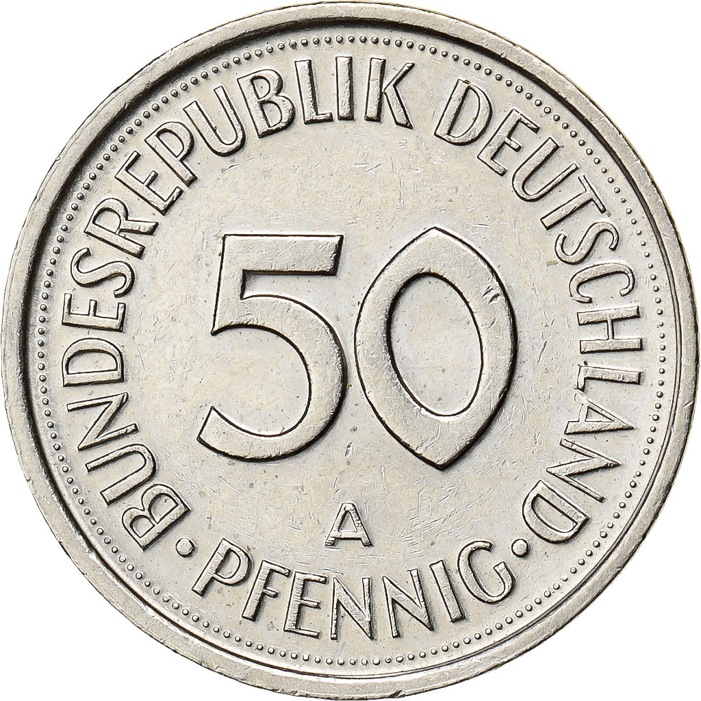 Federal Republic of Germany, 50 Pfennig, 1990, Berlin, Copper-nickel, AU(55-58)