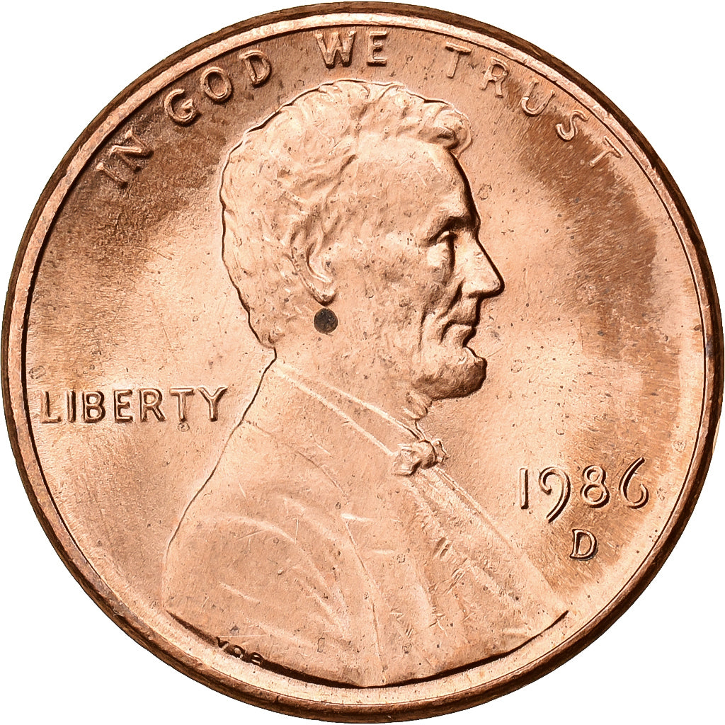 Estados Unidos da América, Cent, Lincoln Cent, 1986, U.S. Mint, Zinco Cobreado