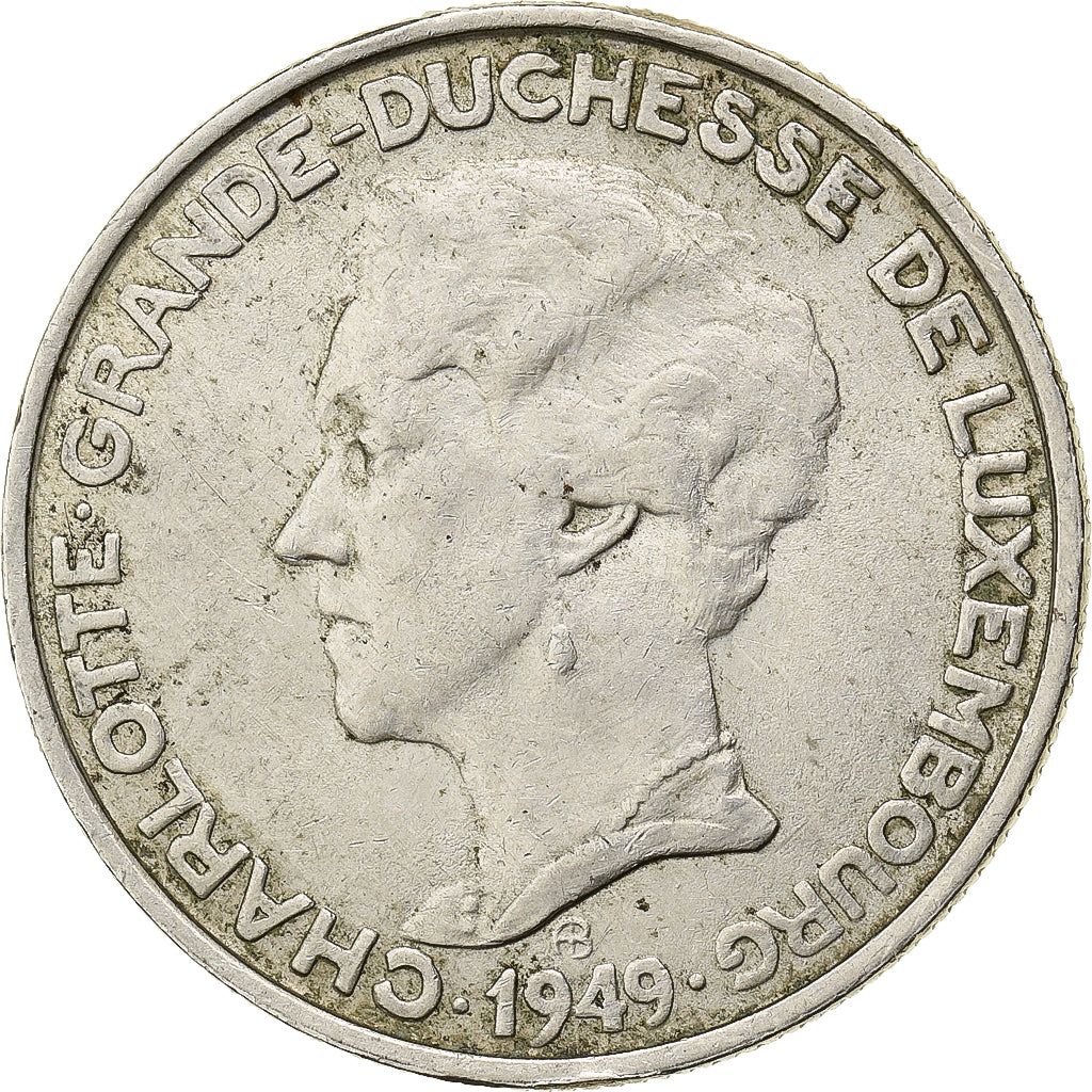 Luxemburg, Charlotte, 5 Francs, 1949, Kupfer-Nickel, SS, KM:50