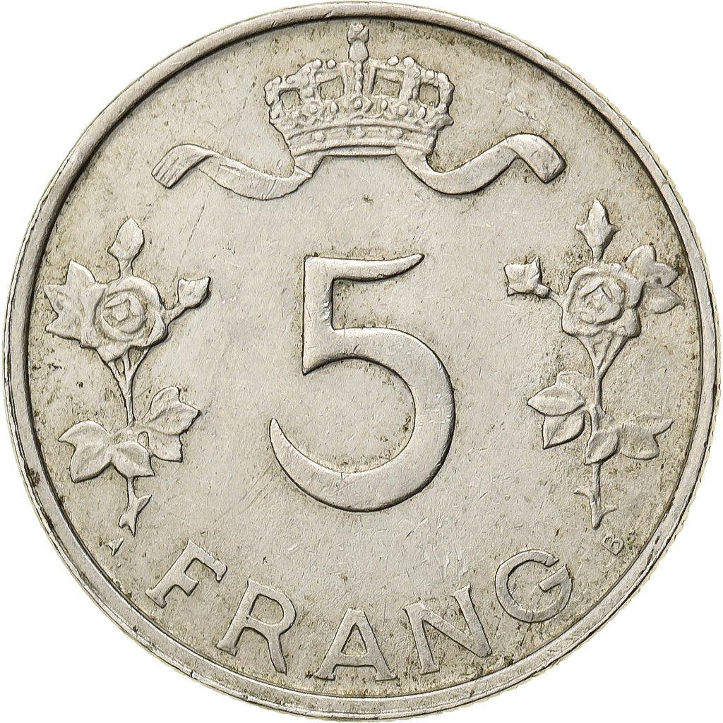 Luxemburg, Charlotte, 5 Francs, 1949, Kupfer-Nickel, SS, KM:50