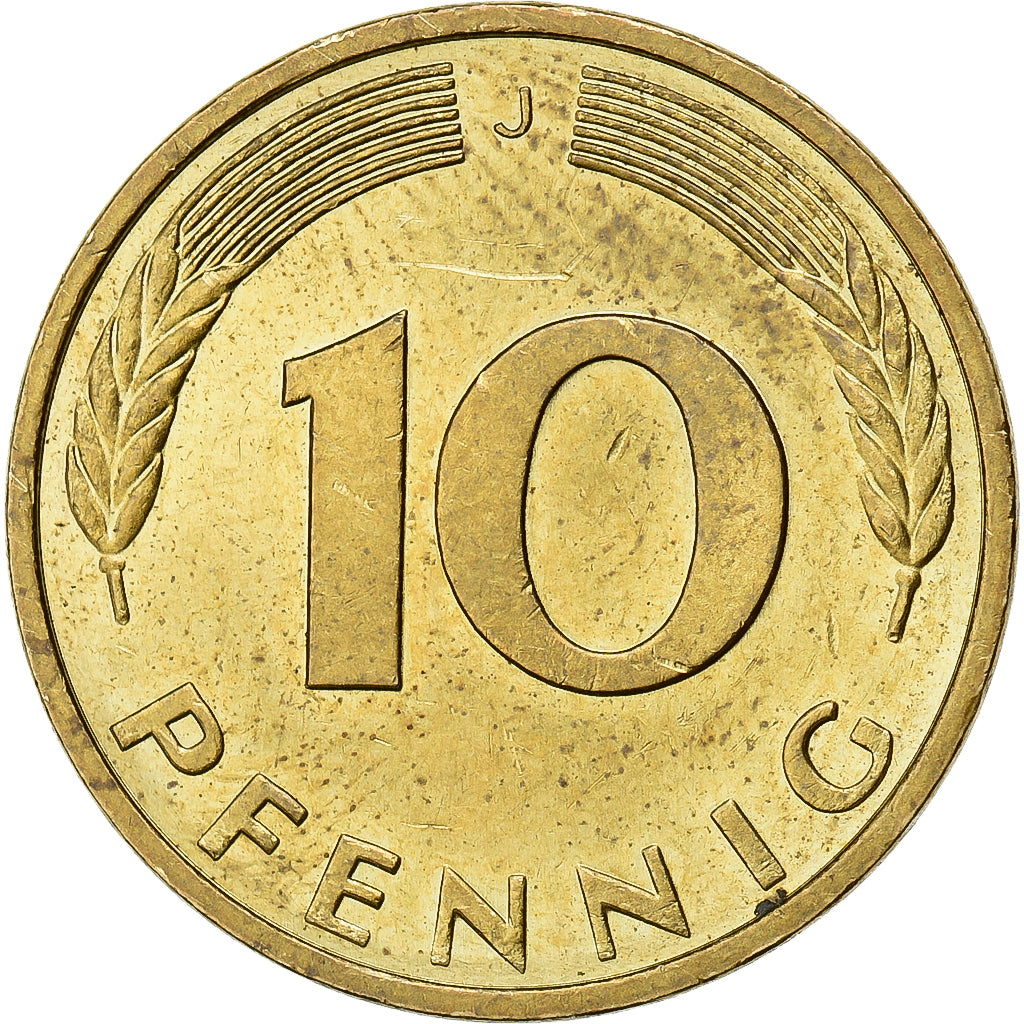 ALEMANHA - REPÚBLICA FEDERAL, 10 Pfennig, 1987, Hambourg, Aço Revestido a